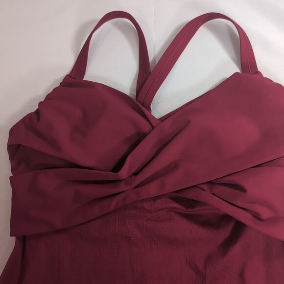 Lululemon Wrap it Up Tank Top Shirt Red V-Neck Wrap Cross Front Cranberry 12 - Picture 14 of 15